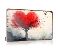 Plaques Nice Unique Home Decor - Love In Bloom: A Heart-shaped Tree's Tale Designer Rustic Style Artwork For Cafe(20X30CM)