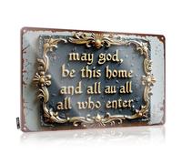 Plaques Summer Custom Tin Sign, Soft Area Fade Resistant May God Bless This Home And All Who Enter For Home Kitchen | Unique Vintage Decor For Rv Party(30X40CM)