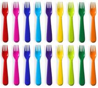 PLASKIDY Plastic Kids Forks Set of 18 -Toddler Forks BPA Free/Dishwasher Safe Reusable Children's Fork Set - Brightly Colored Toddler Forks Cutlery Flatware Set