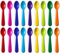 PLASKIDY Plastic Kids Spoons Set of 18 -Toddler Spoons BPA Free/Dishwasher Safe Reusable Children's Spoon Set - Brightly Colored Toddler Spoons Cutlery Flatware Set