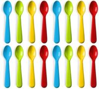 Plaskidy Plastic Toddler Spoons - Set of 16 Kids Spoons BPA Free/Dishwasher Safe Toddler Utensils Set Brightly Colored Kid Spoons Flatware Set Great for Kids and Toddlers Spoon