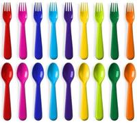 PLASKIDY Toddler Utensils Set of 18 Plastic Kids Utensils Forks and Spoons - BPA FREE/Dishwasher Safe Toddler Silverware Set Brightly Colored Children's Safe Flatware Cutlery Set