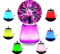 Plasma Ball Atmosphere Lamp,Table Lamp - 7 Color Led Plasma Ball,Touch Control USB Rechargeable,Interactive Mood Ambient Light Relaxation,Ideal for Tabletop Decor Office Desk Ambient Light