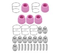 Plasma Cutter Consumables Tip Nozzles with Protective Covers and Brackets | Plastic and Steel Construction, Grooved Sleeves, Secure Retention, M14x1mm Nozzle Screw, for Fabrication Jobs