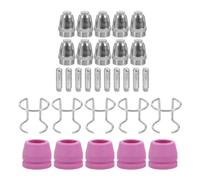 Plasma Cutter Nozzle Electrode Kit with Protective Cover Bracket Set | Steel Plastic Construction, M14x1mm Nozzle Screw, 1.1mm Tip Hole, for AG60 SG55 CUT-60 Torches