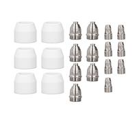 Plasma Cutter Torch Consumables Stainless Steel Ceramics Wear Cutting Torch Nozzles Tips Kit 20PCS Replacement Parts for Welding Professionals
