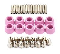 Plasma Cutting Gun Accessories Kuuleyn Steel Mill Plasma Cutter Accessories P60, 40pc/Set Ag60 Sg55 Plasma Cutter Cutting Torch Consumables Electrode Nozzles Cups Kit