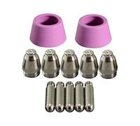 Plasma Cutting SG-55 AG-60 WSD-60 Electrode with Hafnium Wire Tip Nozzle 1.2mm 60Amp Alumina Nozzle Ceramic Cups kit Fit CUT-60 LGK-60 Cutter 12pcs