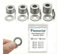 Plasmagal - 10x12mm Shim Washers Stainless Steel 40pc 0.1-0.5mm 10mm ID | 12mm outer diameter, DIN 988 metric shims. Ultra thin assortment for clutch spacers, bearing preload and shaft end float