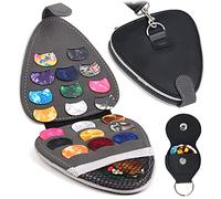 PlasMaller Gitarren-Plektrum-Halter Tasche mit 24 Stück Akustik- und E-Gitarren-Plektren 0,46 mm / 0,71 mm / 0,96 mm + Plektren-Halter-Set (schwarz)