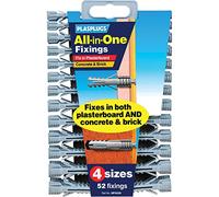 Plasplugs All in One Fixings for Plasterboard, Concrete & Brick Assorted Sizes 5mm - 10mm Pack of 52