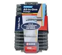 Plasplugs All-In-One Grey Nylon Wall Plug (Dia)13mm (L)45mm, 156 Pieces