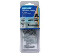 Plasplugs All-In-One Grey Plastic Wall Plug (Dia)8mm (L)52mm, Pack Of 20