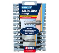 Plasplugs All-In-One Plastic Wall Plug, 52 Pieces