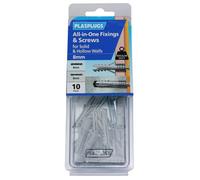 Plasplugs All-In-One Pz Grey Multi-Purpose Screw & Wall Plug (Dia)8mm (L)39mm, Pack Of 10