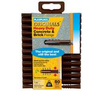 Plasplugs Heavy Duty Wall Plugs (Pack Of 50) Brown (One Size)