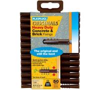 PLASPLUGS Heavy Duty Wall Plugs (Pack of 50) in Brown Plasplugs Brown