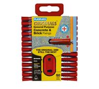 Plasplugs Originals Red Plastic Wall Plug (Dia)7mm (L)30mm, Pack Of 50