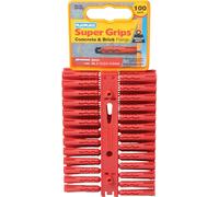 Plasplugs Regular Duty Super Grips Concrete and Brick Fixings RED Pack of 100