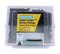 Plasplugs Super Grips Pz Brown Multi-Purpose Screw & Wall Plug (Dia)7mm (L)45mm, Pack Of 500
