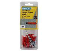 Plasplugs Super Grips Pz Red Multi-Purpose Screw & Wall Plug (Dia)6mm (L)32mm, Pack Of 15