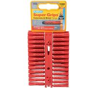 Plasplugs Supergrip Fixings (Pack Of 100) Red (3.5mm - 5.5mm)