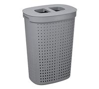 Plast Team Seoul Laundry Basket with Lid Oval Laundry Bin Laundry Hamper Storage Basket Laundry Bin 61 L (Grey)