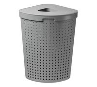 Plast Team Seoul Laundry Basket with Lid Square Laundry Basket Laundry Hamper Storage Basket Laundry Bin 62 L (Grey)