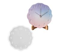 Plaster Clock Mold with Round Scalloped Face and Flexible Silicone Body, Casting Mold for Clock Making and Decorative Home Projects Round Face Resin Plaster Cement Casting Scalloped