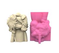 Plaster Flower Pot Mold, Jewelry Box Mold | Makeup Brush Holder Organizer Mold for Home Decorations, Sunflower Girl Planter Silicone Mold