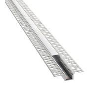 Plaster-in Aluminum LED Profile with Frosted Diffuser - Ceiling LED Profile with White Cover for LED Tape Or Strip - Trimless Plaster Channel Extrusion for Under Cabinet, Shelf, Table | 2 Meters