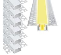 Plaster in LED Profile,6 Pack 3.3ft/1M Aluminum LED Profile with Milky Diffuser for 12mm LED Strip,Trimless Plaster Aluminum Profile Channel for Under Cabinet,Shelf,Wall,Table,Ceiling and Corner