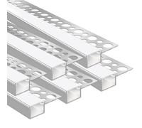 Plaster-in LED Profile, 6 Pack 3.3ft/1M Aluminum Profile with Milky Diffuser for 13mm LED Strip, Trimless Plaster Profile Single Sides Channel for Wall and Ceiling