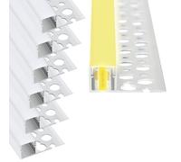 Plaster in LED Profile,6 Pack 3.3ft/1M LED Aluminium Channel with Milky Diffuserfor 12mm LED Strip,Trimless Recessed Single-Sided LED Strip Diffuser for Under Cabinet,Wall,Ceiling and Corners of Walls