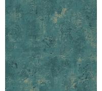 Plaster Look Wallpaper Wall Profhome 388235-GU hot Embossed Non-Woven Wallpaper Textured with tangible Texture and Metallic Highlights Turquoise Teal Gold 5.33 m2