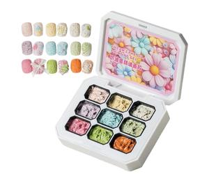 Plaster Nail Gel, Solid Nail Gel, Gel Polish Palette, Enhanced Fingertip Dimension, Long Lasting, 9-Color Set, For Women, Girls, Home, Salon, Holiday, Bridal, Extension, Birthday, French Tips