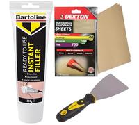 Plaster, Wood & Wall Filler 330g + 3" Filling Tool & Sandpaper - Wall Repair Kit & Filler for Crack, Hole & Gap Repair on Plaster, Plasterboard & Wood
