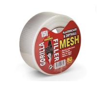 Plasterboard & Drywall Gorilla Mesh Tape Fills Cracks - Self Adhesive size: 50mm x 50m White colour.