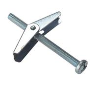 Plasterboard Hollow Cavity Wall Fixings Spring Toggle Anchors with Screws (4, M6 x 75mm Long - M0061)