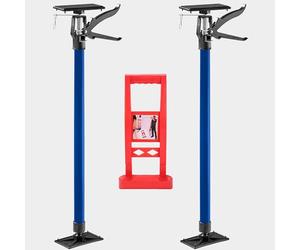 Plasterboard Lifter 2Pack with Plasterboard Carrier, Telescopic Drywall Plasterboard Support Props Lifter Acrow for Drywall Ceiling Tensioner Pole Double Safety Locking (Props with Red Lifting Device)