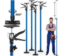 TecTake® Plasterboard Prop Set, Telescopic Pole Adjustable 115-290 cm, 30 kg Capacity Ceiling Support, Quick-Tension Mechanism, Slip-Resistant, Ball Joints, Hand Lifting Jack Extension Pole - 4X Blue