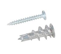 Plasterboard Wall & Ceiling Self Drill Fixings, Metal 100pk with Screws - 825735