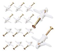 Plasterboard Wall Fixing Plastic Expansion/Plug Anchor Bolts Anti Rotate Heavy Duty with Countersunk Screws for TV Wall Brackets Hollow Drywall Cavity (White, 50PCS)