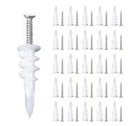 Plasterboard Wall Plug, 25PCS Drywall Anchor, (10 * 32mm) plaster Boarding Fixings,Raw Plugs for Plasterboard,Suitable for Gypsum Board, Fiberboard, Etc, Easy to Load and Unload, Reusable