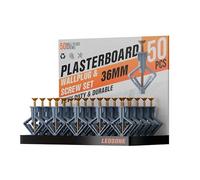 Plasterboard Wall Plugs (50 PCS) and Screws Plasterboard Expansion Tube Screws Butterfly Aircraft Type Heavy Plasterboard Cavity Wall Fixings (Grey 50 Pack)
