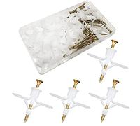 Plasterboard Wall Plugs & Screws, CTRICALVER Plasterboard Wall Plugs Expansion Tube Plastic Anchors, White Aircraft Type Type Hollow Drywall Cavity Raw Wall Fixings (50 Anchor + 50Screw)