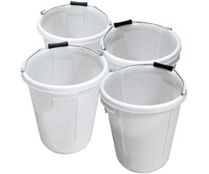 Plasterers Bucket Four Pack Heavy Duty Plasterers Bucket Set for Mixing Building Plaster and Holding Water - 25 Litre - Pack of 4