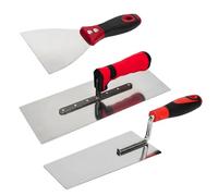 Plasterers Set - (3-Piece) Brick Jointer,Wallpaper Scraper, Pointing Tool, Gauging Trowel, Plastering Trowel - Builders Bricklaying Tools with Soft Grip Handles
