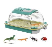 Plasti c Reptile Terrarium Carrier Cage with Handle & Tray, Portable Breathable Reptiles Feeding Box Clear Travel Carrier for Small Reptile Amphibians, 19 x 12.5 x 9.5 cm