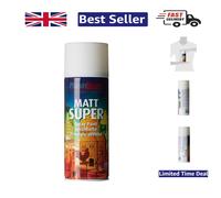 Plastikote 011107 Matt Super Spray White 400Ml